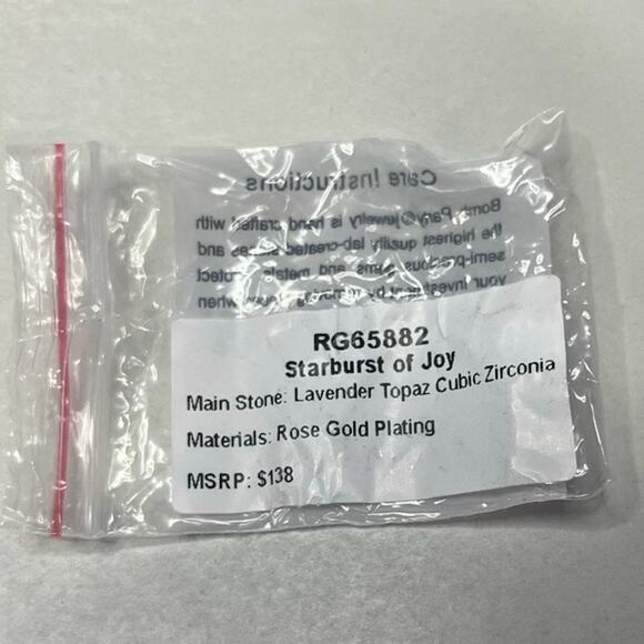 Starburst of Joy Lavender Topaz Cubic Zirconia Materials: Rose Gold Plating, - Picture 3 of 4